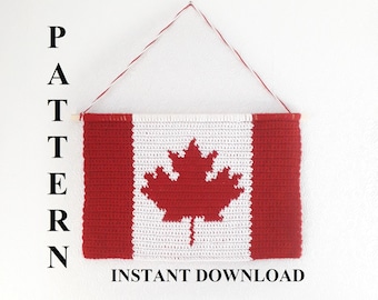 Crochet pattern flag of Canada  - Wall hanging decor pattern