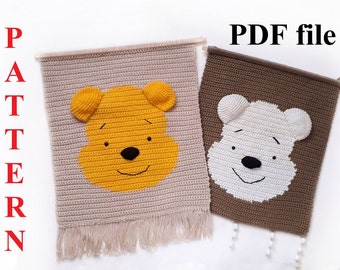 Pattern wall hanging decor Pattern bear crochet Welcome to the world Kids room decor pattern #13