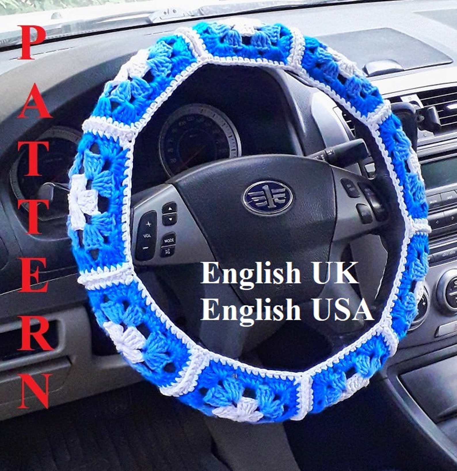 Pattern Crochet Steering Wheel Cover Car Decor Crocheted Etsy