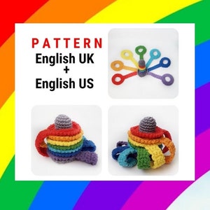 Pattern  Montessori and Waldorf eco toy Pattern rainbow pyramid with rings Baby shower simple pattern  Stacking toy