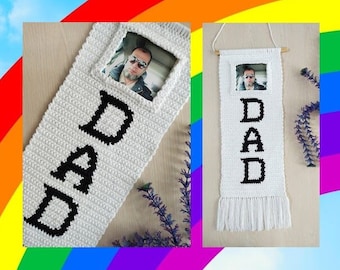 Patrón de crochet para decoración de pared - Patrón de decoración de pared para papá - Decoración de crochet para el Día del Padre