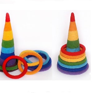 Pattern Montessori crochet stacking toys for baby Rainbow  Stacker