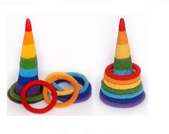 Pattern Montessori crochet stacking toys for baby Rainbow  Stacker