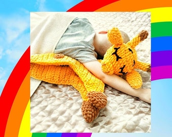 Crochet pattern giraffe plush lovey,  Amigurumi comforter cuddle toy, Giraffe security blanket toy,  Baby  PDF Easy Pattern