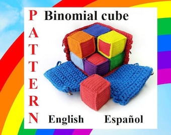 Patrón de ganchillo Cubo Binomial Montessori Patrón de ganchillo Juguete Tangle Cubo suave