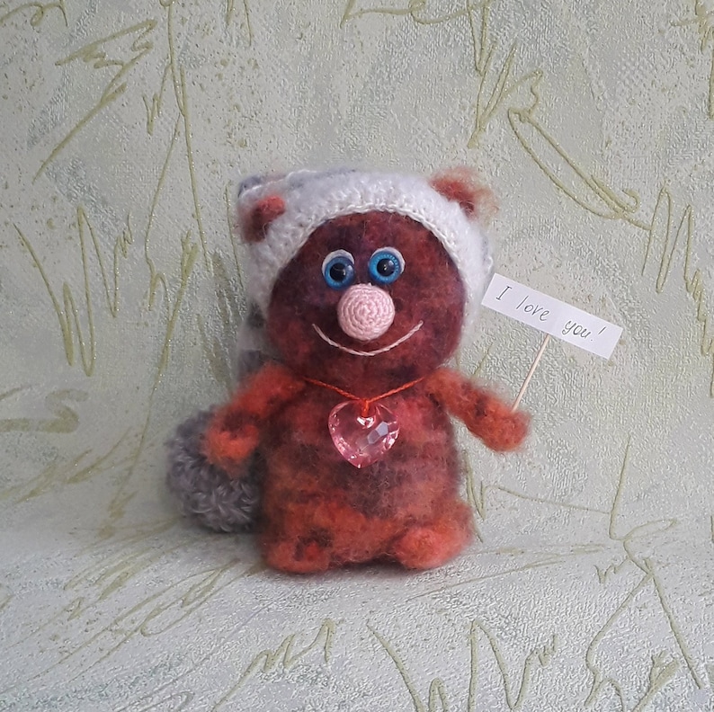 Christmas Easter birthday mother/'s day gift Red cat in hat crochet best gift for every day
