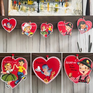 Vintage Valentine Banner Garland (5 Large 9” Die Cuts)