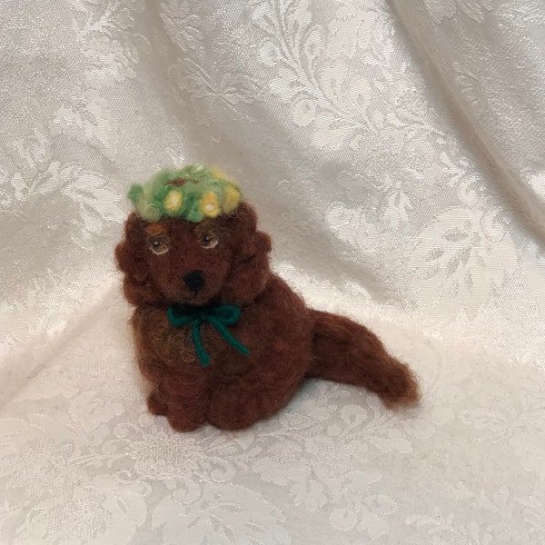 4.75" Felted Irish Setter Dog; New Handmade St. Patrick's Day by Elsa Jo Ellison, 100% Wool, Ready to Ship