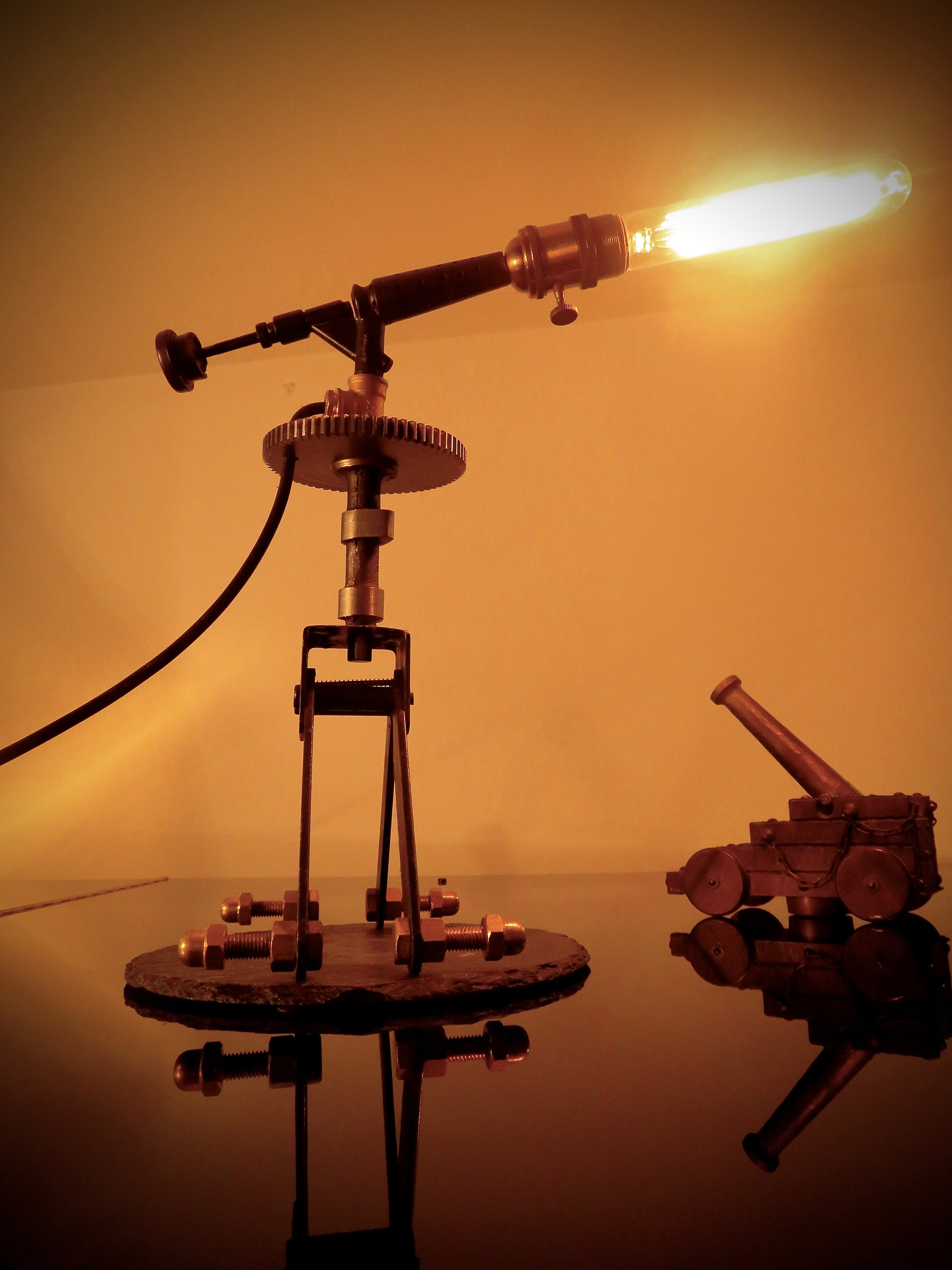 Machine Gun Lamp Industrial Table Lamp Built From an Ancien Petroleum Welding Machine Etsy