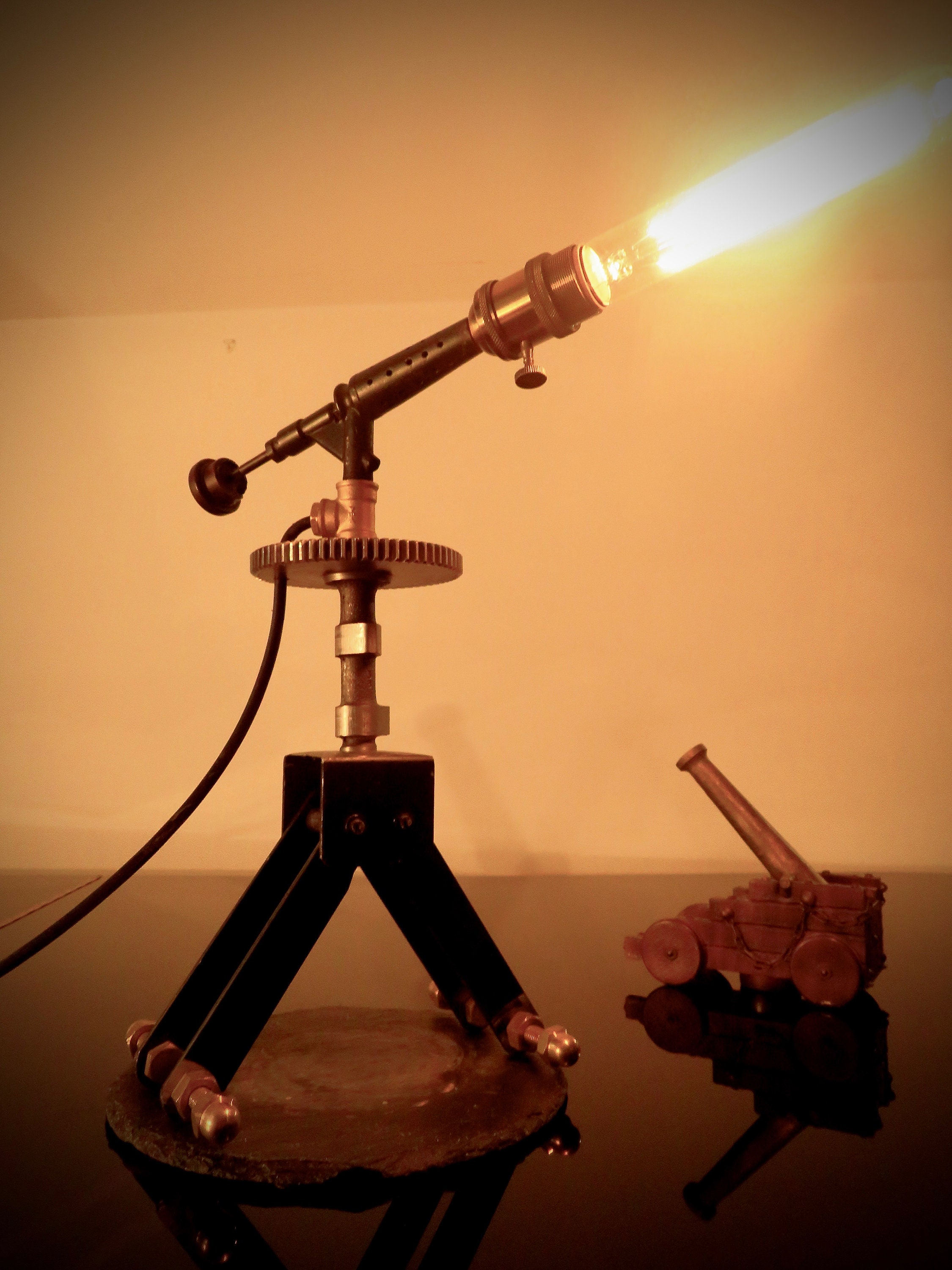 Machine Gun Lamp Industrial Table Lamp Built From an Ancien Petroleum Welding Machine Etsy