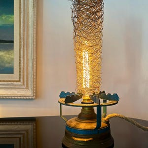 Antike Campingkocher-Tischlampe aus Messing und Drahtgeflecht, 1930er Jahre, hergestellt in Italien