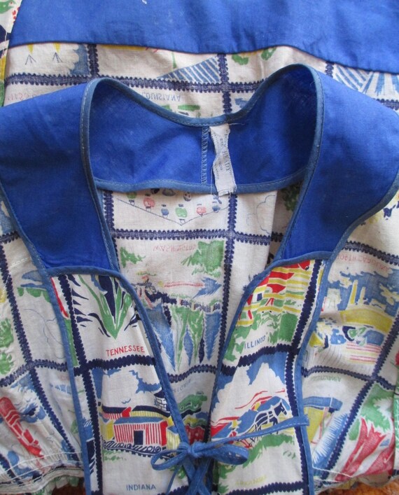 1940s Printed Lace-Up Apron - USA States - Child'… - image 3