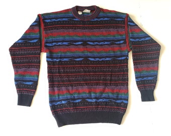 1980/1990s Vintage ITALIAN Pullover VIBRANT MULTICOLOR Sweater
