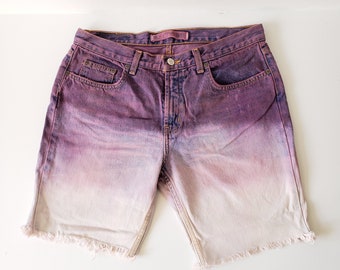 Pantaloncini di jeans DENIM tagliati a mano con tintura a immersione TIE DYE