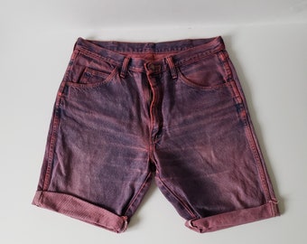 RUSTLER Denim Red PINK Hand DYED Jean Short Cut Offs Size 34