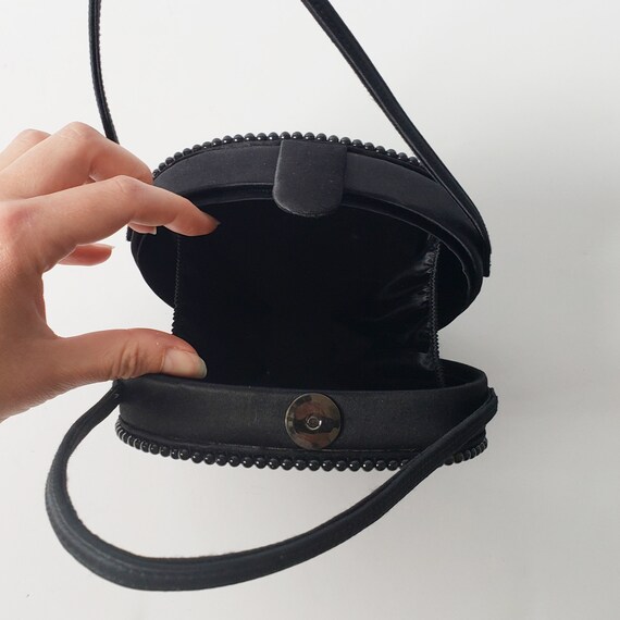Y2K Tiny MINI Black BEADED Hard Shell Evening Bag… - image 4
