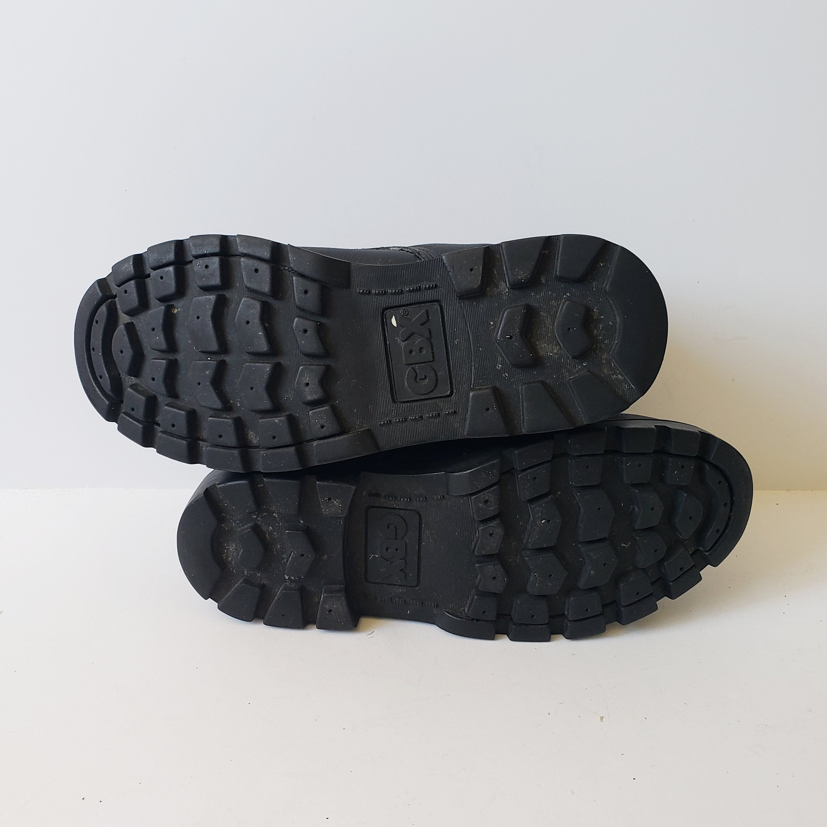 1990s GBX Black Leather Chunky Heel COMBAT Ankle BOOTS