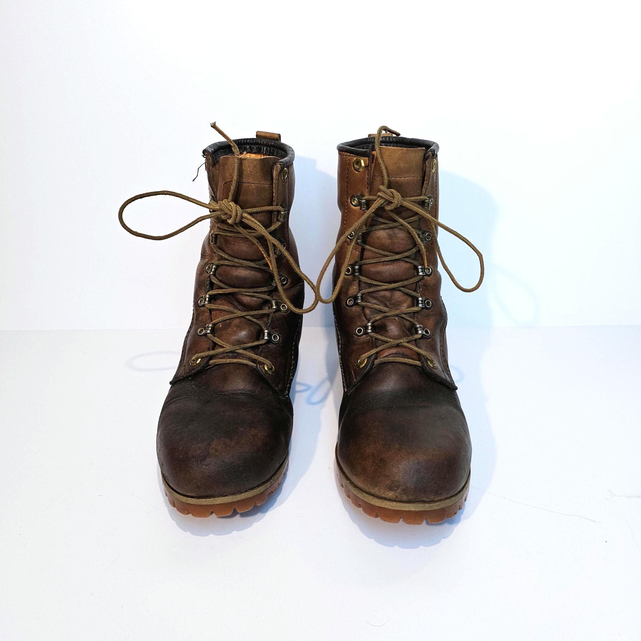 Vintage Sears by Sherman Survivors Lace Up Brown Genuine Leather Boots 8D Vtg Herman Survivor Moc Toe Lace Up Work | Mercari main image 3