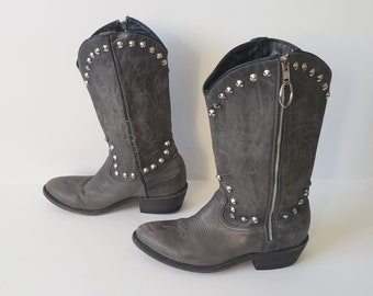 Grey STUDDED COWBOY Boots Women's Size 39.5 (8.5 US)