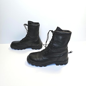 Black Leather KOREAN MILITARY-Issue COMBAT Unisex Work Boots Men&#39;s 8.5/Women&#39;s 9.5