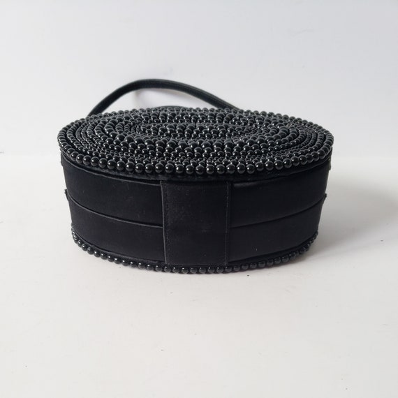 Y2K Tiny MINI Black BEADED Hard Shell Evening Bag… - image 6