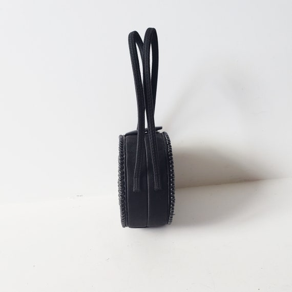 Y2K Tiny MINI Black BEADED Hard Shell Evening Bag… - image 2