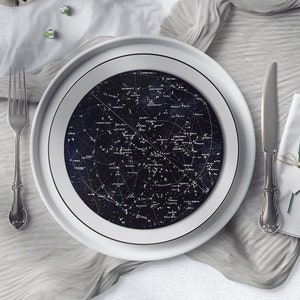 Star Map Menu, Zodiac Constellations, Round Menu Template, Black Sky Atlas, Abstract Night Sky Menu, Astronomy Map Menu, MBC