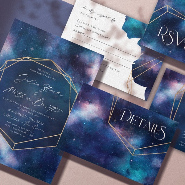 Cosmic Wedding Suite, To Infinity and Beyond, Starry Night, Galactic Invitation, Astronomy Wedding, Space Stargazer theme, Cosmos