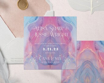 Inkblot Invitation,  Abstract Wedding Invitation, Watercolor Wedding Invitation, Colorful Paint Spill, Unique Wedding Invitations, Euphoria