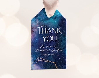 Cosmic Favor Tags, Celestial Thank you Tags, Starry Night Tags, Purple and Blue Guest Favor Tags, Galaxy Theme Favors, Cosmos