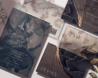 Magma Wedding Suite, Dark Moody Aesthetic, Ethereal Abstract Invitation, Fantasy Wedding, Enchanted Forest Invite, Book Wedding Invite