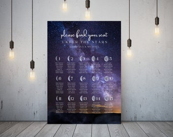 Milky Way Galaxy Seating Chart, Night Sky Wedding, Starry Galaxy, Starry Night Wedding, Celestial Wedding Decor, Celestial Seating Chart