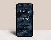 Digital Moody Watercolor Invite, Constellation Wedding Invitation, Starry Night Wedding, Dark Watercolor Invitation,  Evite, MWC