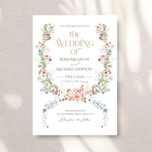 Summer Garden Wedding, Wildflower Wedding Invite, Spring Flowers Wedding Invite, Wildflowers Invitation, Colorful Floral Invite Template image 7