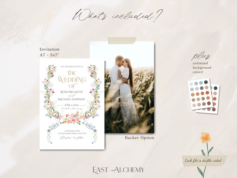 Summer Garden Wedding, Wildflower Wedding Invite, Spring Flowers Wedding Invite, Wildflowers Invitation, Colorful Floral Invite Template image 3