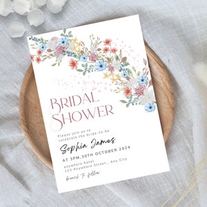 Spring Bridal Invitation, Bridal Shower Invite Floral, Floral Invitation, Colorful Spring Floral Invite Template, Wildflowers Invitation image 7