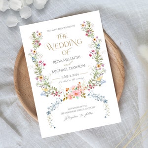 Summer Garden Wedding, Wildflower Wedding Invite, Spring Flowers Wedding Invite, Wildflowers Invitation, Colorful Floral Invite Template image 8