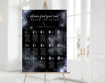 Starry Galaxy Seating Chart, Cosmic Wedding, Watercolor Starry Galaxy, Starry Night Wedding, Celestial Wedding Decor, Celestial Seating Sign