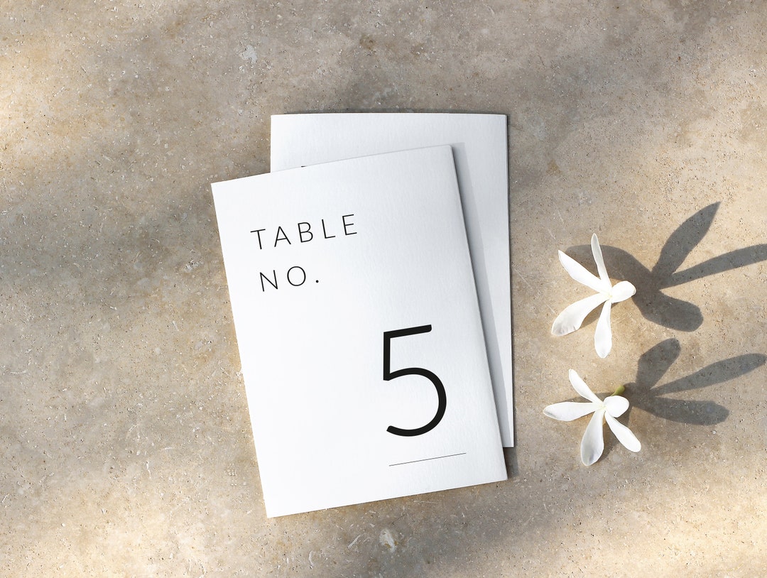 Modern Minimalist Table Number Template, Classy Elegant Editable ...