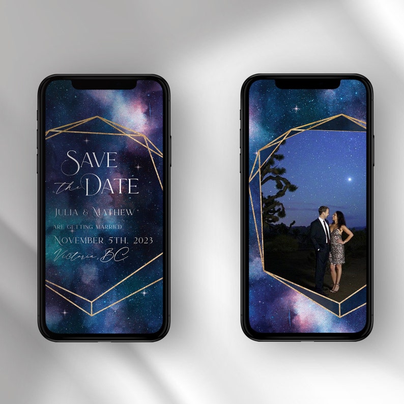 Digital Cosmic Save the Date Celestial Wedding Invitation Starry Night Galactic Theme Stars Bridal Shower Galaxy Bridal