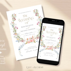 Summer Garden Wedding, Wildflower Wedding Invite, Spring Flowers Wedding Invite, Wildflowers Invitation, Colorful Floral Invite Template image 2