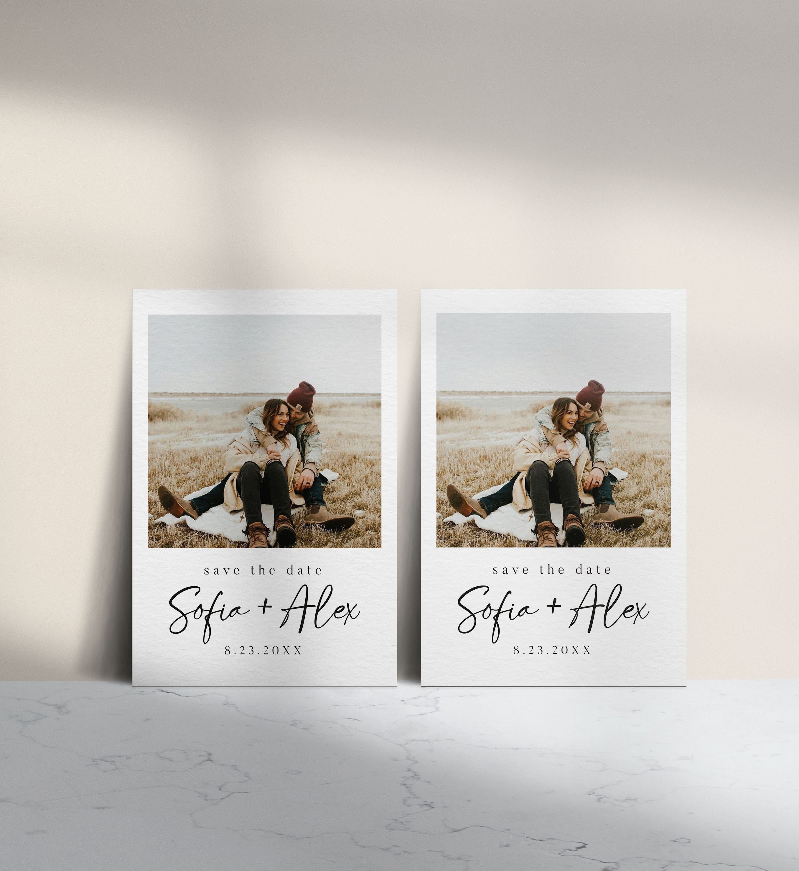 Minimalist Save the Date Template Polaroid Photo Save the Date Save the Date With Photo Editable Invite Printable Save the Date Sofia Etsy