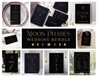 Minimal Celestial Wedding, Moon and Stars Wedding, Starry Sky Wedding, Celestial Boho Set, Celestial Moon Wedding Bundle, Printable Wedding