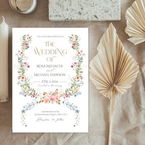 Summer Garden Wedding, Wildflower Wedding Invite, Spring Flowers Wedding Invite, Wildflowers Invitation, Colorful Floral Invite Template image 6