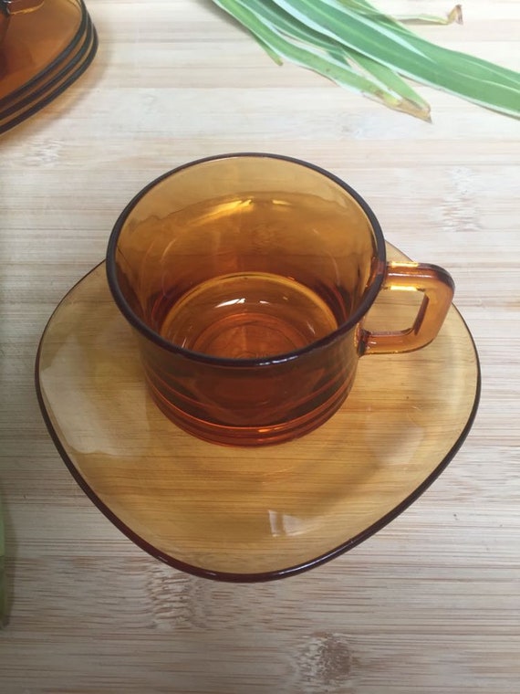 2 Tasses à Déjeuner Duralex Ambrées - En Verre, Occasion Bon état, Fabriqué En France