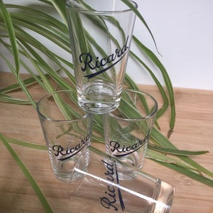 4 Ricard glasses, bistro/Retro bar glasses