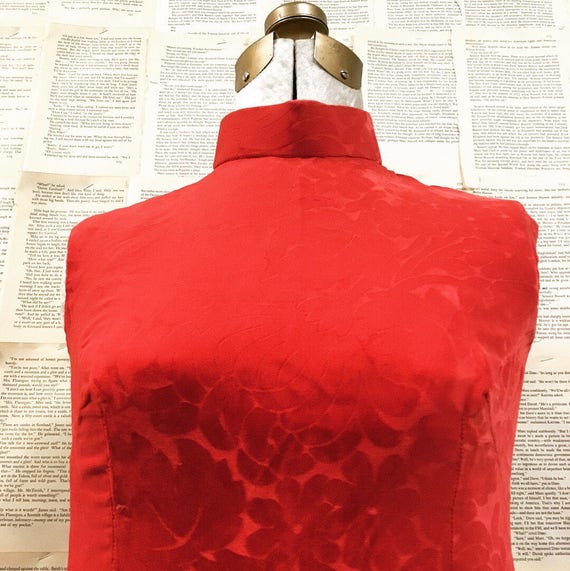 Vinatge Chinese/Mandarin Embossed Velvet Dress