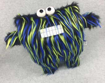 Faux Fur Multicolor Monster with Large Comic Eyes