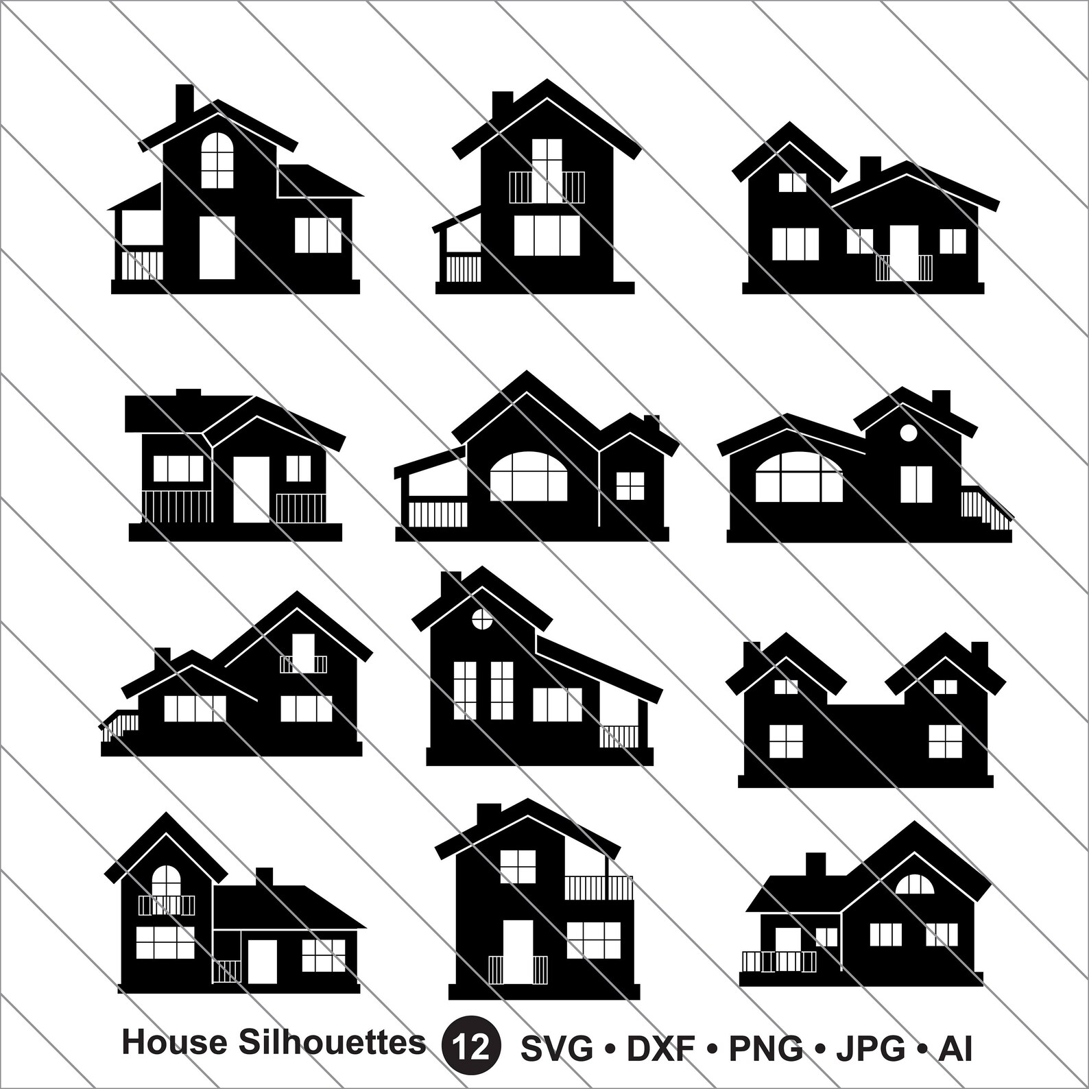 House Silhouettes SVG House Clipart bundle svgHouse svg | Etsy