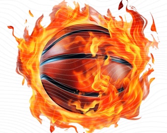 Basketball On Fire PNG, Basketball Clipart, Basketball PNG, Flaming Basketball Sublimation Designs - Digital Download